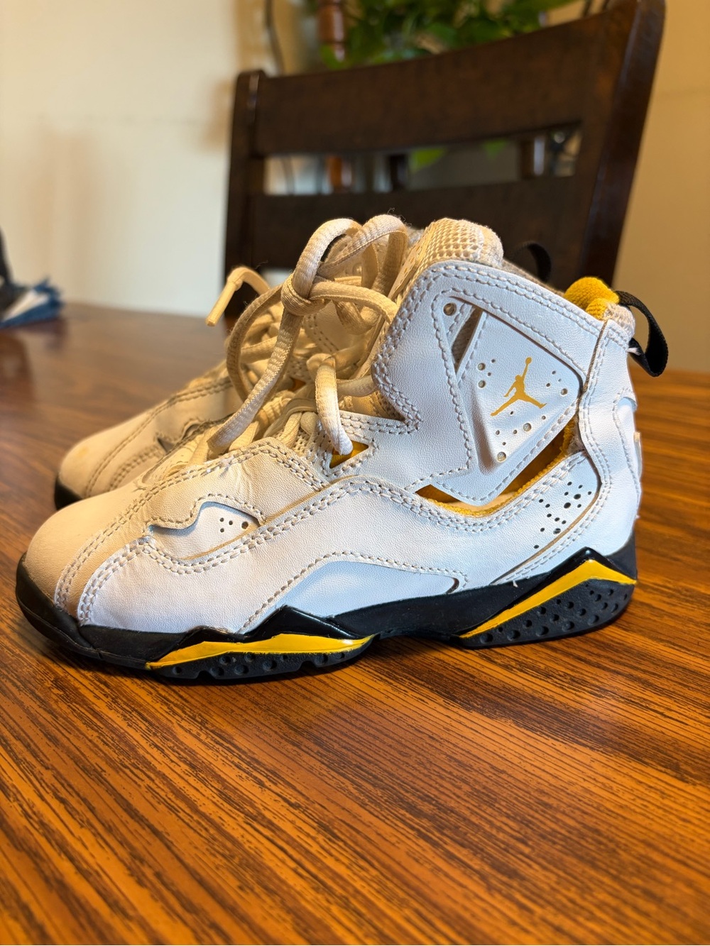 Jordan Kids White and Yellow High-Top Sneakers